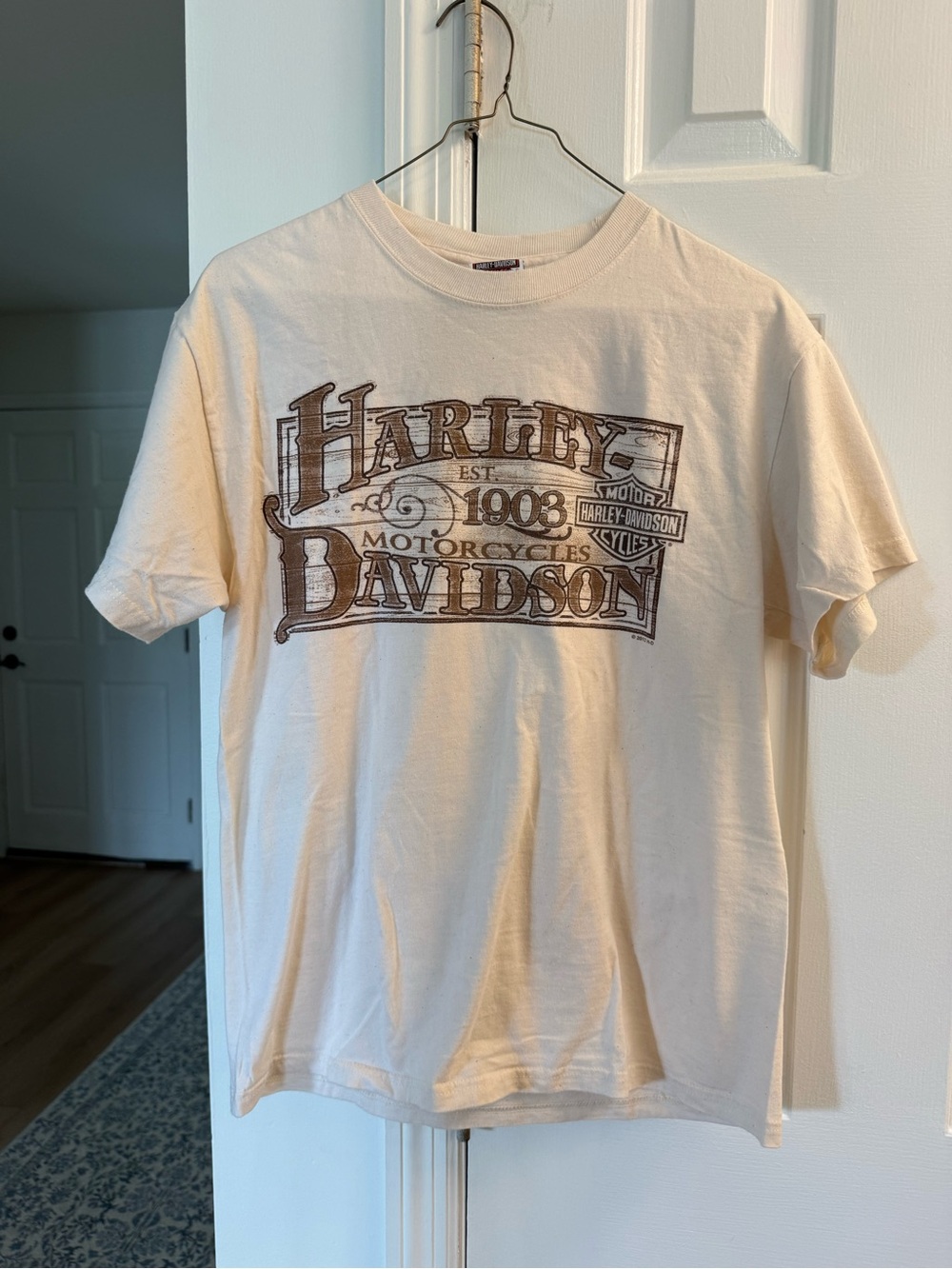 Harley-Davidson Cream Short Sleeve Tee with Brown Logo